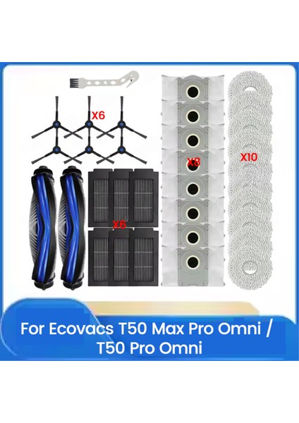Ecovacs Deebot T50 MAX/T50 PRO/T50 OMNI/T50 Pro OMNI/T50 Max Pro Omni Yedek Parça Fırça Filtre Toz Torbası Paspas Için 33 Parça (Yurt Dışından)