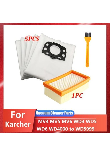 Karcher Mv4 Mv5 Mv6 Wd4 Wd5 Wd6 WD5P WD6P Elektrikli Süpürge 2.863-005.0 Hepa Filtre Toz Torbası Değişimi ile Uyumlu (Yurt Dışından)