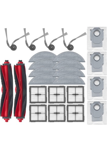 Roborock Q10 S5/Q10 S5+/Q10 X5/Q10 X5+/Q10 VF/Q10 Vf+ Yedek Parçalar Ana Yan Fırça Filtre Paspas Bezi Toz Torbası Için 24 Adet (Yurt Dışından)