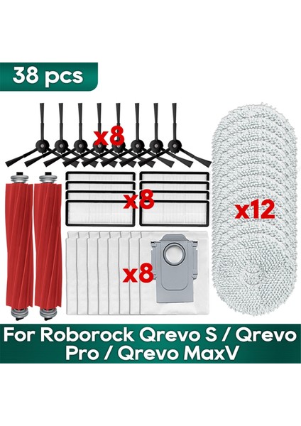 Roborock Qrevo Pro/ Qrevo Maxv/ Qrevo S Robot Süpürge Ana Yan Fırça Hepa Filtre Paspas Bezi Toz Torbası Parçaları (Yurt Dışından)