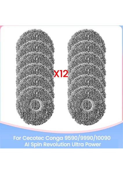 Cecotec Conga 9590/9990/10090 Aı Spin Revolution Ultra Güçlü Elektrikli Süpürge Yedek Parçaları Için Vakumlu Paspas Bezi 12 Adet (Yurt Dışından)