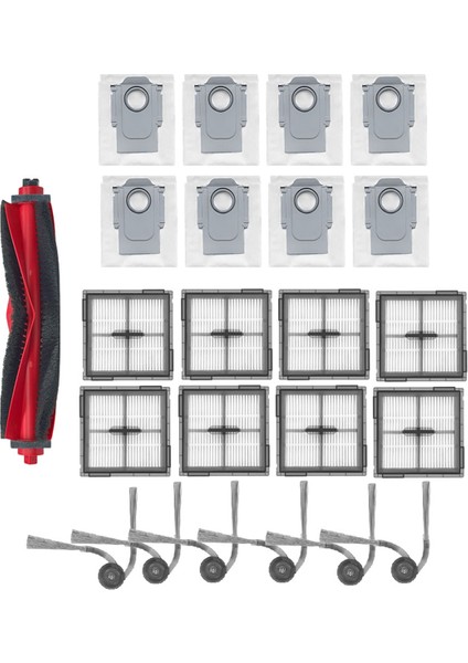 Roborock Q10 Pf /Q10 Pf+ Süpürge Robotu Aksesuarları Için 23 Adet Silindir Yan Fırça Hepa Filtre Pedi Toz Torbası (Yurt Dışından)