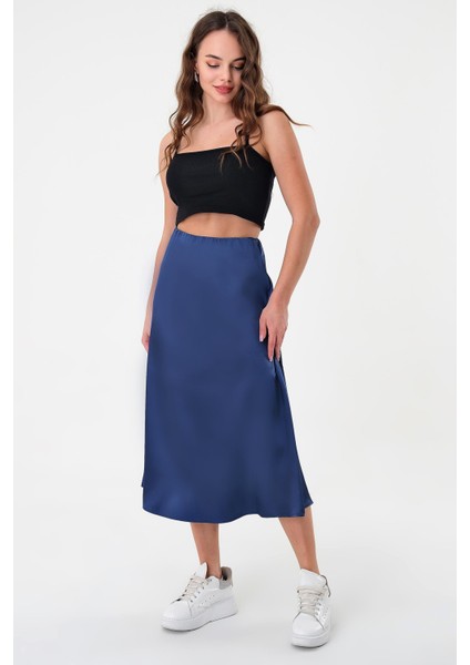 Lacivert Saten Etek