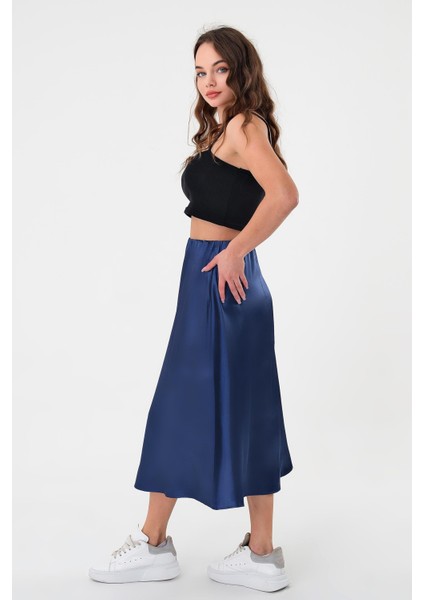 Lacivert Saten Etek
