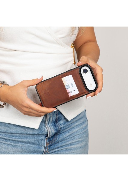 , Apple iPhone Air Için, Hakiki Deri, El Yapımı Kartlıklı Kılıf, Iç Yüzeyi Kadife, Antik Kahve modelleri
