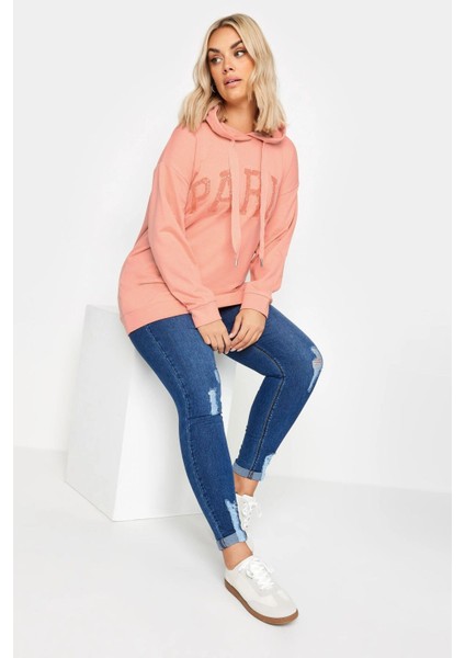 Büyük Beden Payetli Uzun Kollu Bağcıklı Kapüşonlu Sweatshirt 303234 fiyatları
