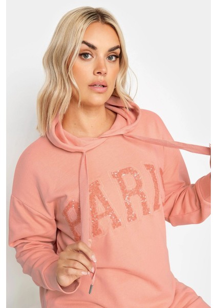 Büyük Beden Payetli Uzun Kollu Bağcıklı Kapüşonlu Sweatshirt 303234 fırsatları