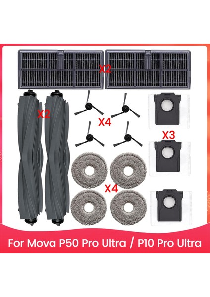 Mova P50 Pro Ultra / P10 Pro Ultra Elektrikli Süpürge Parçaları Için Yedek Aksesuar Kitleri Ana Yan Fırça Hepa Filtresi (Yurt Dışından)