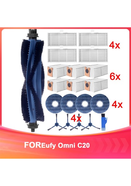 Eufy Omni C20 Aksesuarları, Eufy Omni C20 Yedek Parça Seti, Ana Fırçalar, Filtreler, Yan Fırçalar, Bezler, Toz Torbaları (Yurt Dışından)