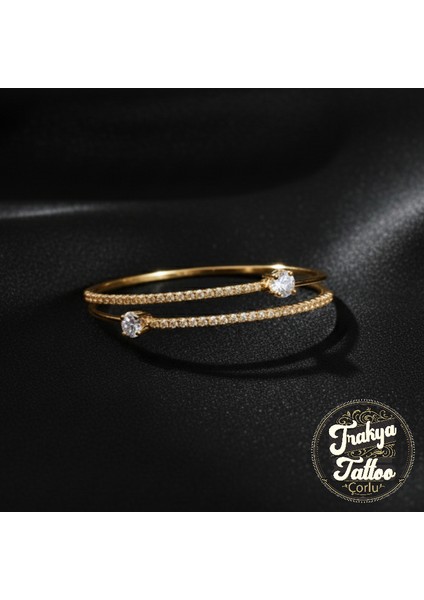 Zirkon Taşlı Su Yolu 2 Sıra Kadın Çelik Kelepçe Bileklik Paslanmaz fiyatları