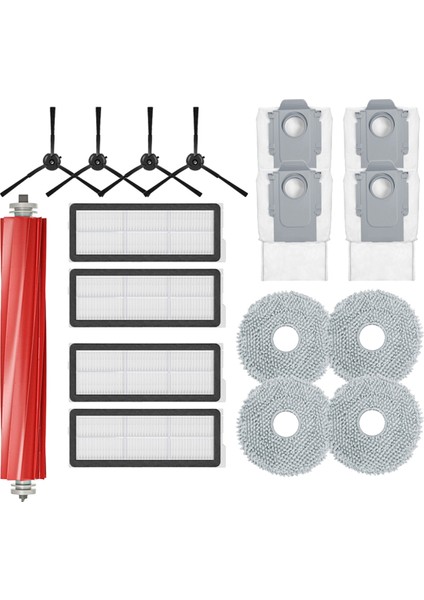 Roborock Qrevo S Yedek Ana Yan Fırça Hepa Filtre Paspas Pedleri Toz Torbaları Yedek Parçalar Aksesuarlar (Yurt Dışından)
