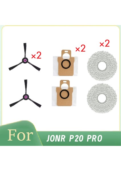 Jonr P20 Pro Otomatik Boşaltma Robot Süpürgesi Için 6 Adet Yan Fırça Bezi Toz Torbası Temizleyici Parça Değişimi (Yurt Dışından)