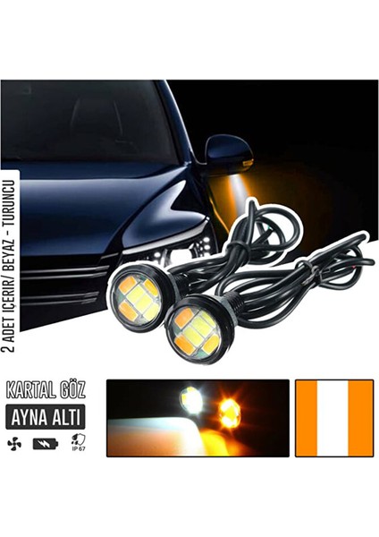 Ayna Altı LED Ayna Altı Cob Aydınlatma LED Eagle Eye 2 Adet Çift Renk Özellikli Turuncu + Beyaz