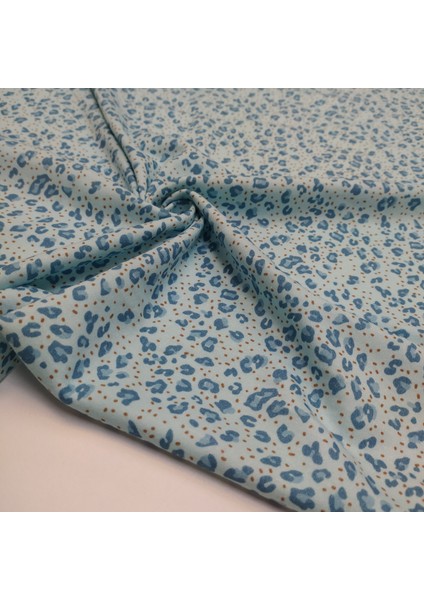 Baskılı Interlok Kumaş | Pamuk | Mavi Leopar