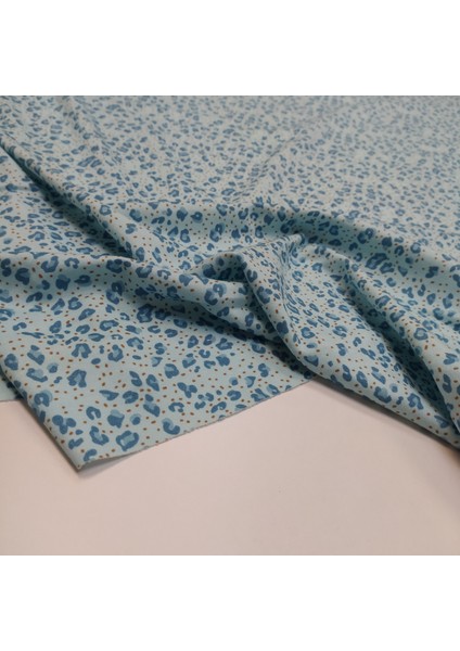 Baskılı Interlok Kumaş | Pamuk | Mavi Leopar