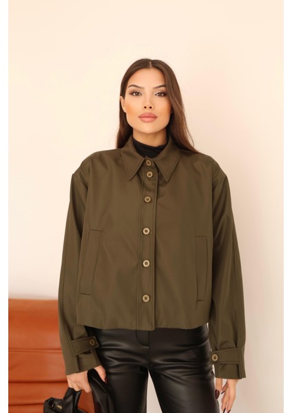 Kadın Haki Kısa Oversize Trençkot fiyatları