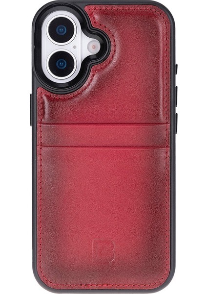 , Apple iPhone 17 Için, Hakiki Deri, El Yapımı Kartlıklı Kılıf, Iç Yüzeyi Kadife, Gölgeli Kırmızı indirimleri