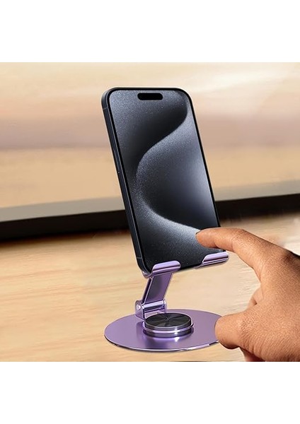Metal 360° Döner Ayarlanabilir Telefon Tablet Standı Masaüstü Tutucu - Mor | Fibaks modelleri