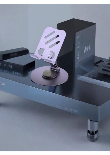 Metal 360° Döner Ayarlanabilir Telefon Tablet Standı Masaüstü Tutucu - Mor | Fibaks fırsatları