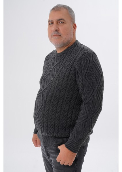 Büyük Beden Erkek Baklava Yürütmeli Saç Örgülü Bisiklet Yaka Yün Kazak TRIST-2121 fiyatları