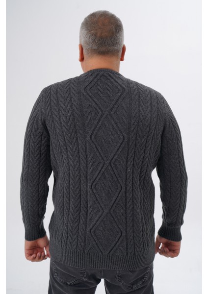 Büyük Beden Erkek Baklava Yürütmeli Saç Örgülü Bisiklet Yaka Yün Kazak TRIST-2121 fırsatları