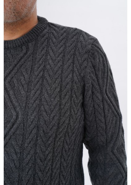 Büyük Beden Erkek Baklava Yürütmeli Saç Örgülü Bisiklet Yaka Yün Kazak TRIST-2121 indirimleri