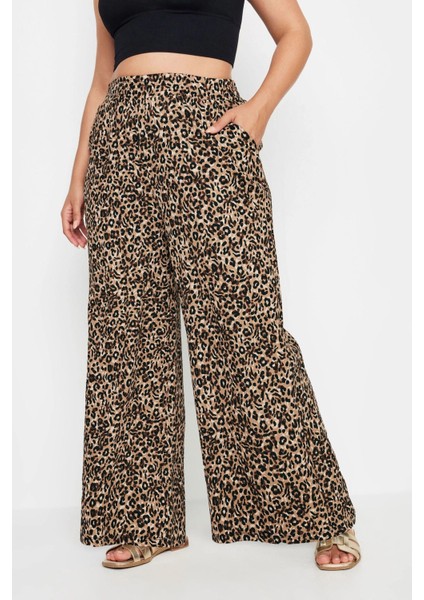 Büyük Beden Beli Lastikli Cepli Desenli Geniş Paça Pantolon 143770 fiyatları