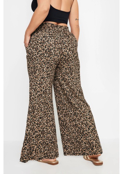 Büyük Beden Beli Lastikli Cepli Desenli Geniş Paça Pantolon 143770 indirimleri