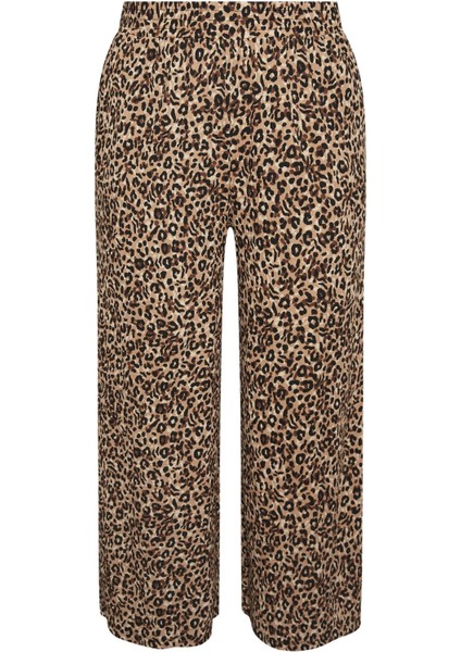 Büyük Beden Beli Lastikli Cepli Desenli Geniş Paça Pantolon 143770