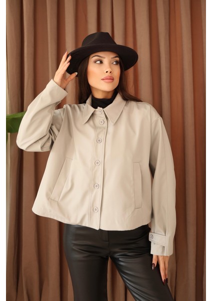 Kadın Gri Kısa Oversize Trençkot fiyatları