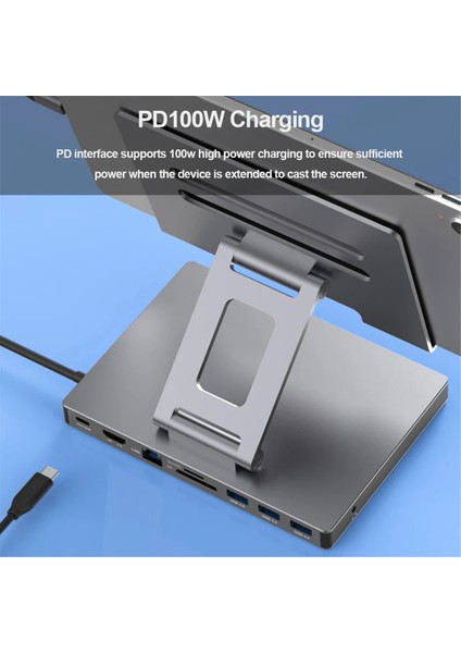 Yerleştirme Istasyonu Dizüstü Bilgisayar Standı Alüminyum Alaşımlı Çok Portlu Hub Pd Usb3.0 Standı Sd Tf Yuvası Gigabit Ethernet Yerleştirme Istasyonu (Yurt Dışından) fırsatları