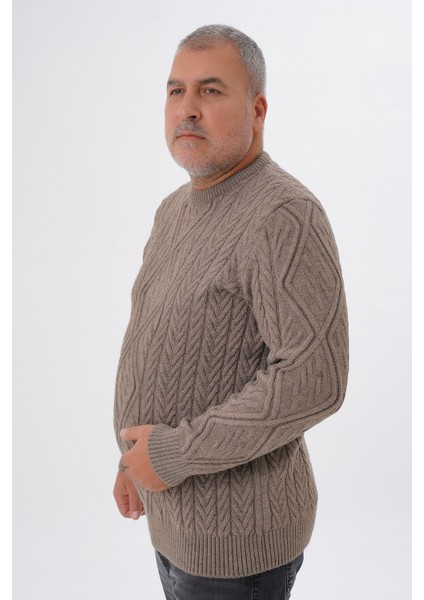 Büyük Beden Erkek Baklava Yürütmeli Saç Örgülü Bisiklet Yaka Yün Kazak TRIST-2121 fiyatları