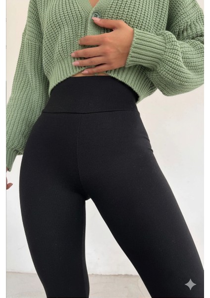 Kadın Siyah Yüksek Bel Toparlayıcı Korseli Interlok Çelik Örme Tayt Iç Göstermez fiyatları