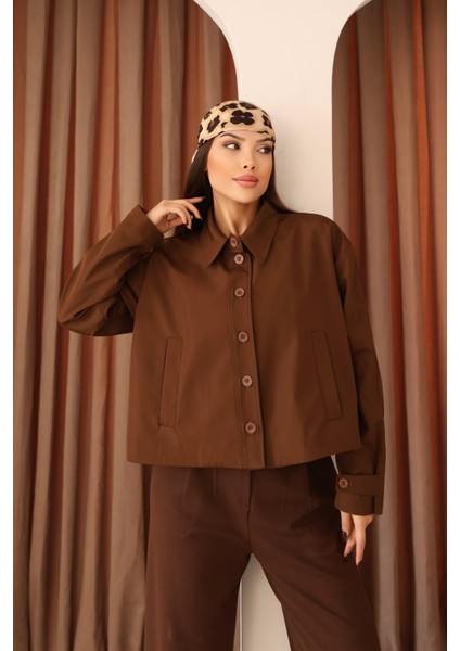 Kadın Kahverengi Kısa Oversize Trençkot fiyatları