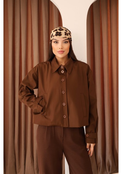 Kadın Kahverengi Kısa Oversize Trençkot modelleri