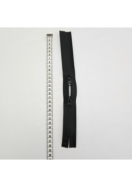 Su Geçirmez Pu Kaplama Fermuar | O Fermuar Çift Elcikli | Uzunluk: 28 cm Siyah