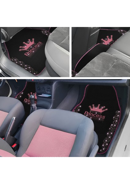 Işıltıya Hazır Ol, Bu Yol Senin! Pembe Taşlı Prenses Taç Desenli 5’li Nakışlı Oto Halı Paspas Seti fırsatları