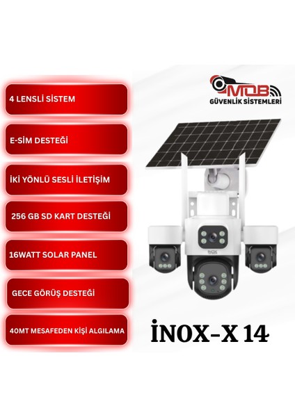 -X14 4lens Esim Solar Kamera