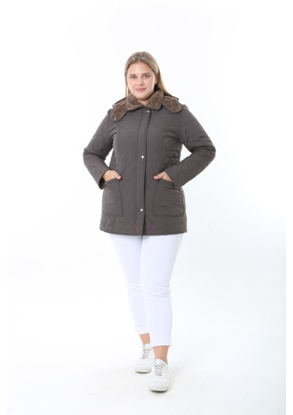Ithal, Yumuşak Kürklü, Su Itici Mont,büyük Beden, Tavşan Tüylü Kaban,kapitone Mont, Premium Seri