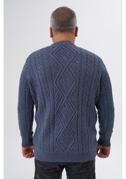 Büyük Beden Erkek Baklava Yürütmeli Saç Örgülü Bisiklet Yaka Yün Kazak TRIST-2121 fırsatları