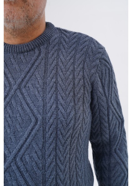 Büyük Beden Erkek Baklava Yürütmeli Saç Örgülü Bisiklet Yaka Yün Kazak TRIST-2121 indirimleri