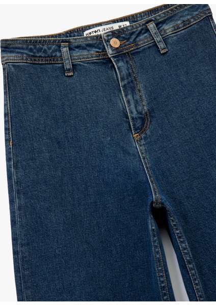 Yüksek Bel Düğmeli Geniş Kısa Paça Jean Pantolon - Culotte Jeans modelleri