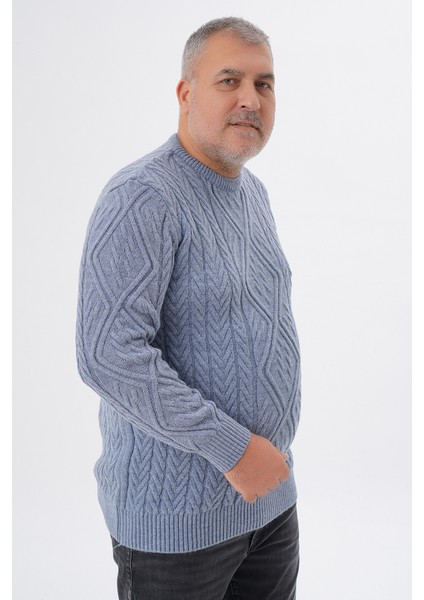 Büyük Beden Erkek Baklava Yürütmeli Saç Örgülü Bisiklet Yaka Yün Kazak TRIST-2121 fiyatları