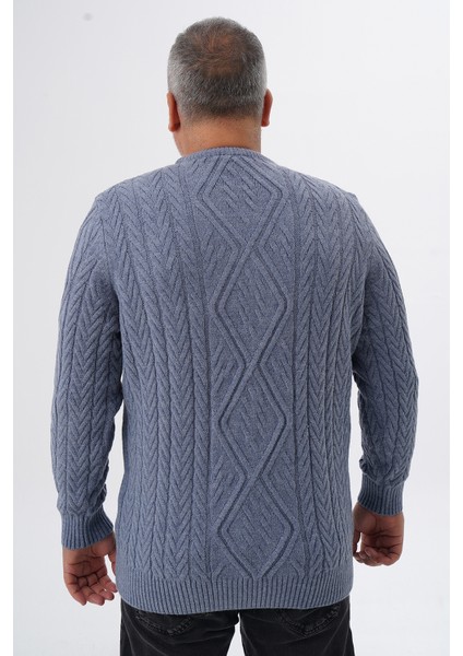 Büyük Beden Erkek Baklava Yürütmeli Saç Örgülü Bisiklet Yaka Yün Kazak TRIST-2121 fırsatları