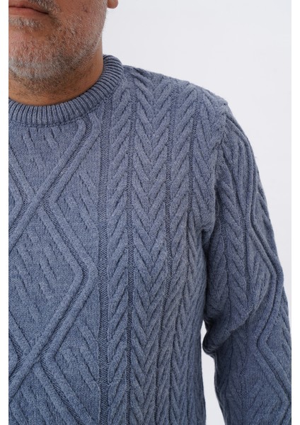 Büyük Beden Erkek Baklava Yürütmeli Saç Örgülü Bisiklet Yaka Yün Kazak TRIST-2121 indirimleri