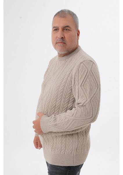 Büyük Beden Erkek Baklava Yürütmeli Saç Örgülü Bisiklet Yaka Yün Kazak TRIST-2121 fiyatları