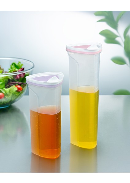 1 Adet Üçgen Basmatik Kapaklı Ölçekli Sıvı Yağlık Sosluk 1000 ml