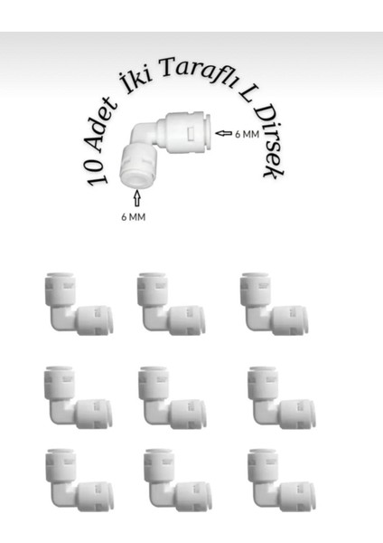 Yenisu Teknolojileri Su Arıtma Cihazı Için 10 Adet L Dirsek Bağlantısı