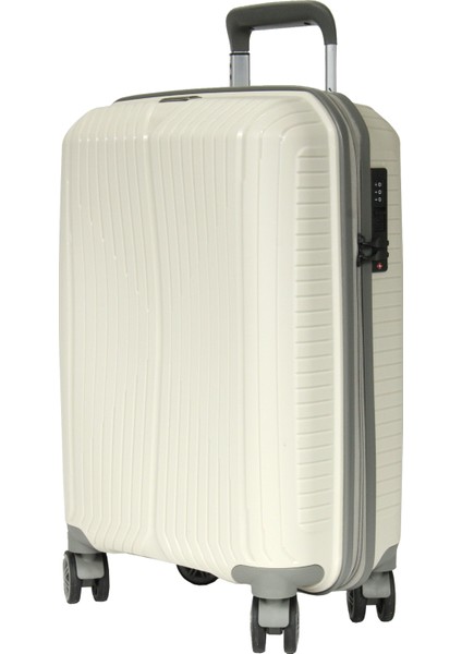 Grnd 10728 Pp Sırıus- Büyük + Orta + Kabin Boy Valiz / Bavul Seti - Kemik/şampanya modelleri