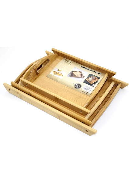 Mdb 3'lü Bambu Tepsi Model 2